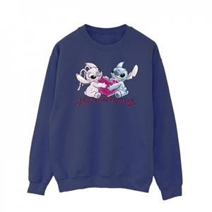Disney heren Lilo en Stitch Ohana hart met engel sweatshirt L wit