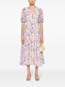 NISSA Midi-jurk met bloemenprint - Beige