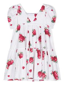 Monnalisa Jurk met aardbeiprint - Wit