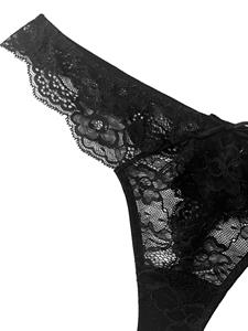 fleurdumal Fleur Du Mal String met bloemenkant - Zwart