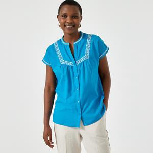 ANNE WEYBURN Geborduurde blouse, ronde hals, korte mouwen