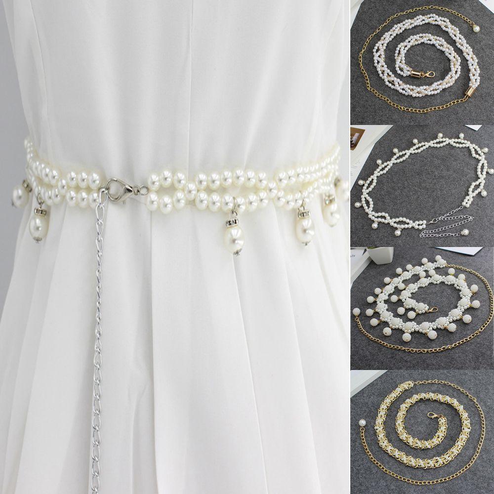 Liuirui3675 Fashion Clothing Supplies Dress Decoration Thin Waistband Pearl Belt Waist Waist Chain Dress Strap