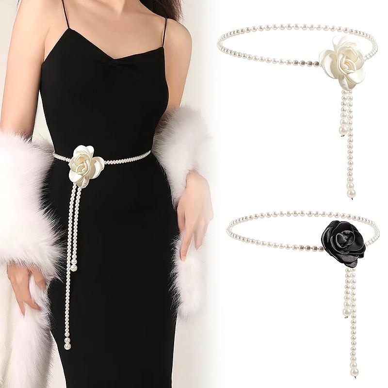 1Aowner 1PC Accessories Classic Pearl Belts Waist Chain Trendy Adjustable Elegant Dress Girdle