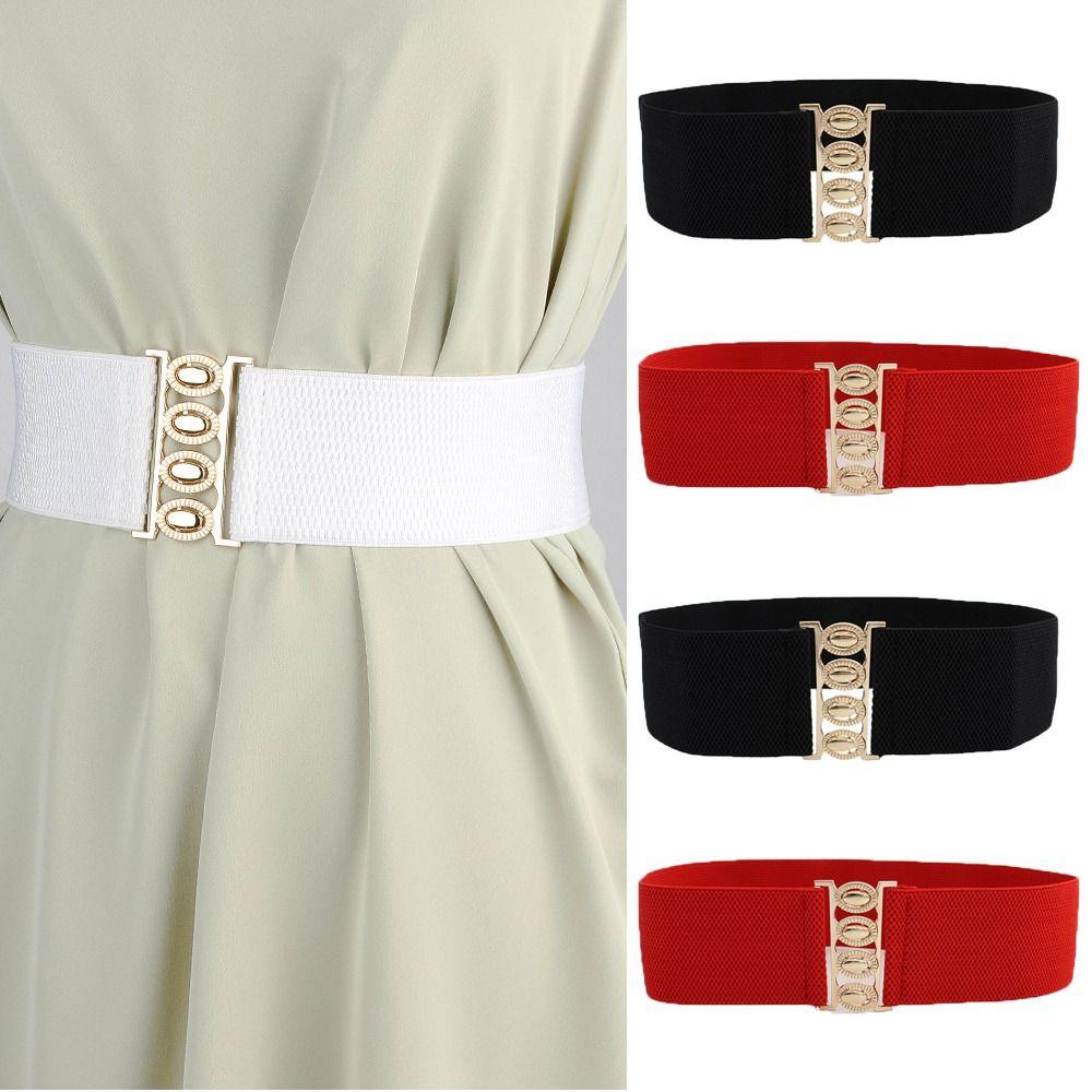 Dzhouh Solid Color Waist Strap Metal Buckle Decoration Belt Fashion Waist Belts