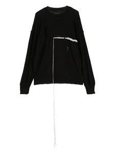 Isabel Benenato raw-cut detail knit jumper - Zwart