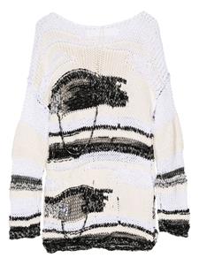 Isabel Benenato open knit cotton-linen blend jumper - Beige