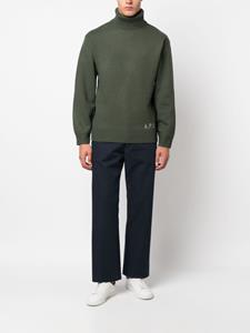 A.P.C. Trui met intarsia logo - Groen