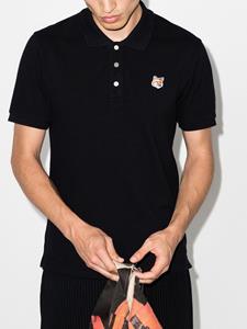maisonkitsuné Maison Kitsuné Poloshirt met vossenpatch - Zwart