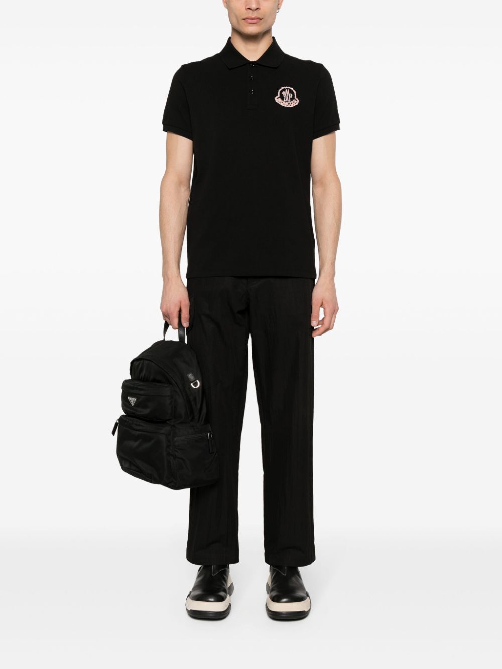 Moncler Poloshirt met geborduurd logo - Zwart