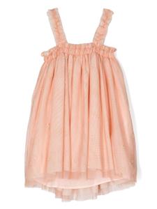 Stella McCartney Kids Jurk met geborduurde bloemen en mesh - Roze