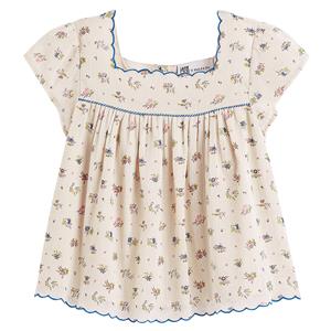 EMILE&IDA X LA REDOUTE Blouse met vierkante hals in crêpe katoen, bloemenprint