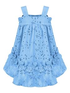 Lapin House ruffle-trim broderie anglaise dress - Blauw