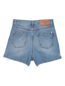ermannoscervino Ermanno Scervino Denim mini-shorts met kanten vlakken - Blauw