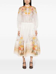 ZIMMERMANN Tranquillity floral-print midi skirt - Beige