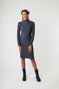 MELA Damen vegan Kleid Shivani Rippenstrick Blau