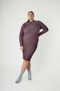 MELA Damen vegan Kleid Shivani Rippenstrick Flieder