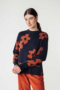 MELA Damen vegan Strickpullover Faiza Navy Flower