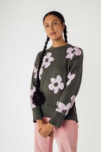 MELA Damen vegan Strickpullover Faiza Grüne Blume