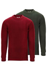 MELA Herren vegan Multipack Strickpullover Ravi Dunkelrot Grün