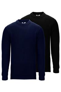 MELA Herren vegan Multipack Strickpullover Ravi Schwarz Blau