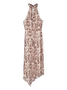 patriziapepe Patrizia Pepe Asymmetrische midi-jurk met abstracte print - Beige