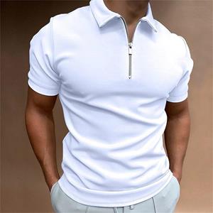 Colorful Supply Eenvoudig poloshirt voor heren Effen golfkleding Dagelijks casual Poloshirts met rits van hoge kwaliteit Zomer Ademend Sneldrogend Herenkleding M wit