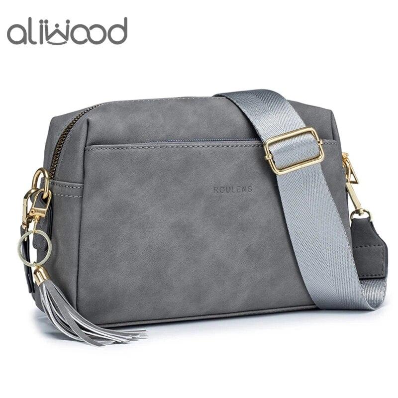 Aliwood Retro Fringed Women Bag Tassel Crossbody Bags Vintage Flap Designer Handbag Leather Ladies Shoulder Bag High Quality