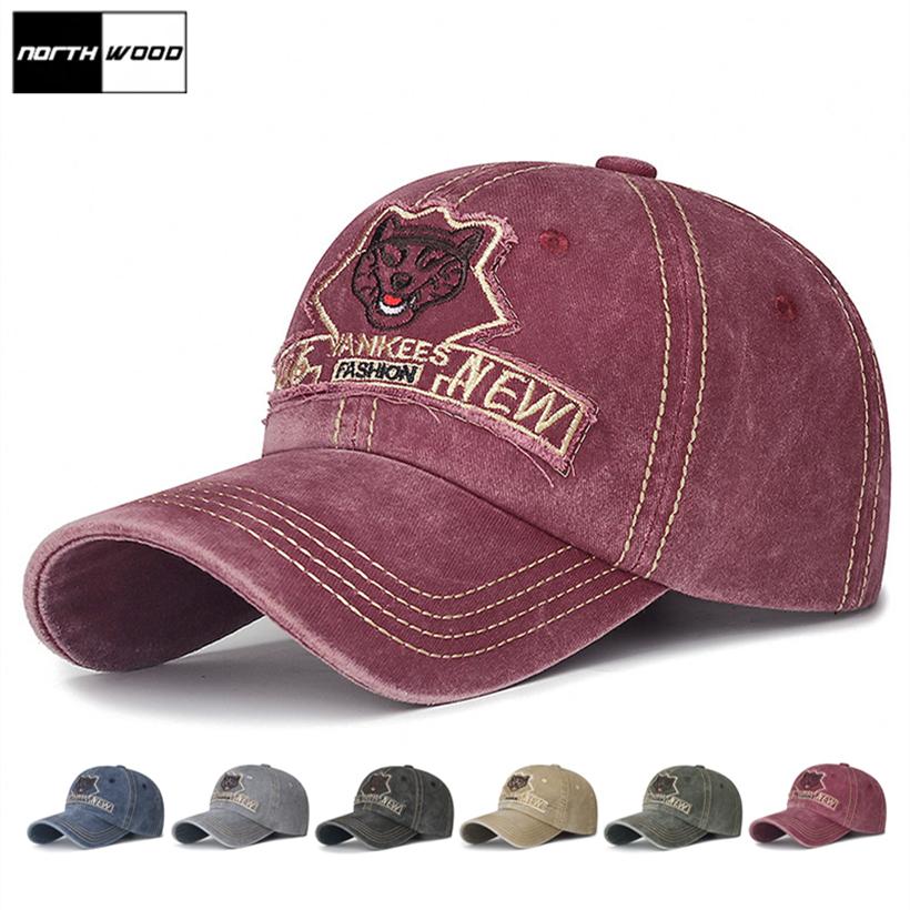 Northwood Washed Leopard Head Baseball Hat for Men and Women Sun Dad Hats Men Caps Women Hip Hop Caps Adjustable 55-60 cm