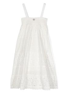 TWINSET Kids Broderie anglaise midi-jurk met kant - Wit