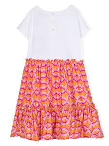 Aigner Kids graphic-print cotton-blend dress - Oranje