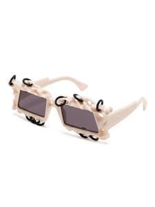 Kuboraum X20 zonnebril met geometrisch montuur - Beige