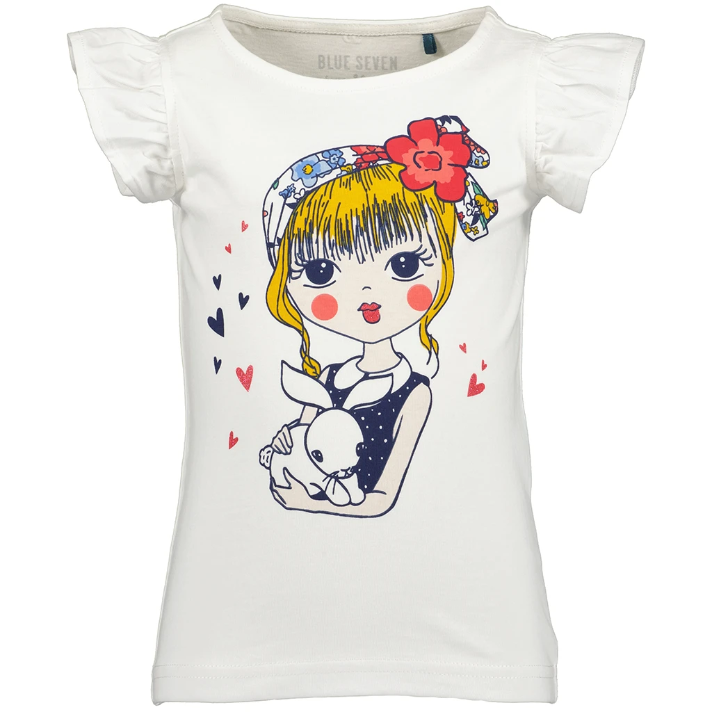 blueseven-collectie Blue Seven-collectie T-shirt Flowers (offwhite orig)