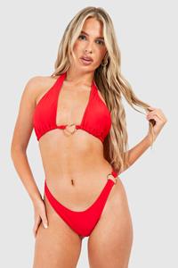 Boohoo Heart Trim Triangle Hipster Bikini Brief, Red