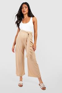 Boohoo Zwangerschap Geribbelde Culottes Met Ceintuur, Stone