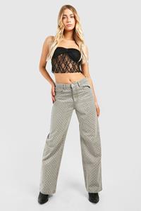 Boohoo Hot Fix Jeans Met Steentjes En Rechte Pijpen, Grey