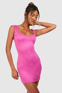Boohoo Super Zachte Mini Jurk Met Harvormige Hals En Kapmouwen, Purple