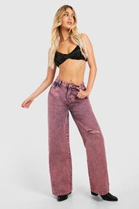 Boohoo Roze Gebleekte Wide Leg Jeans, Pink