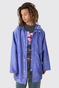 Boohoo Liquid Metallic Parka Jas, Blue