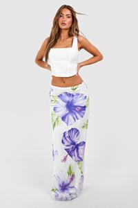 Boohoo Bloemen Maxi Rok, Cream