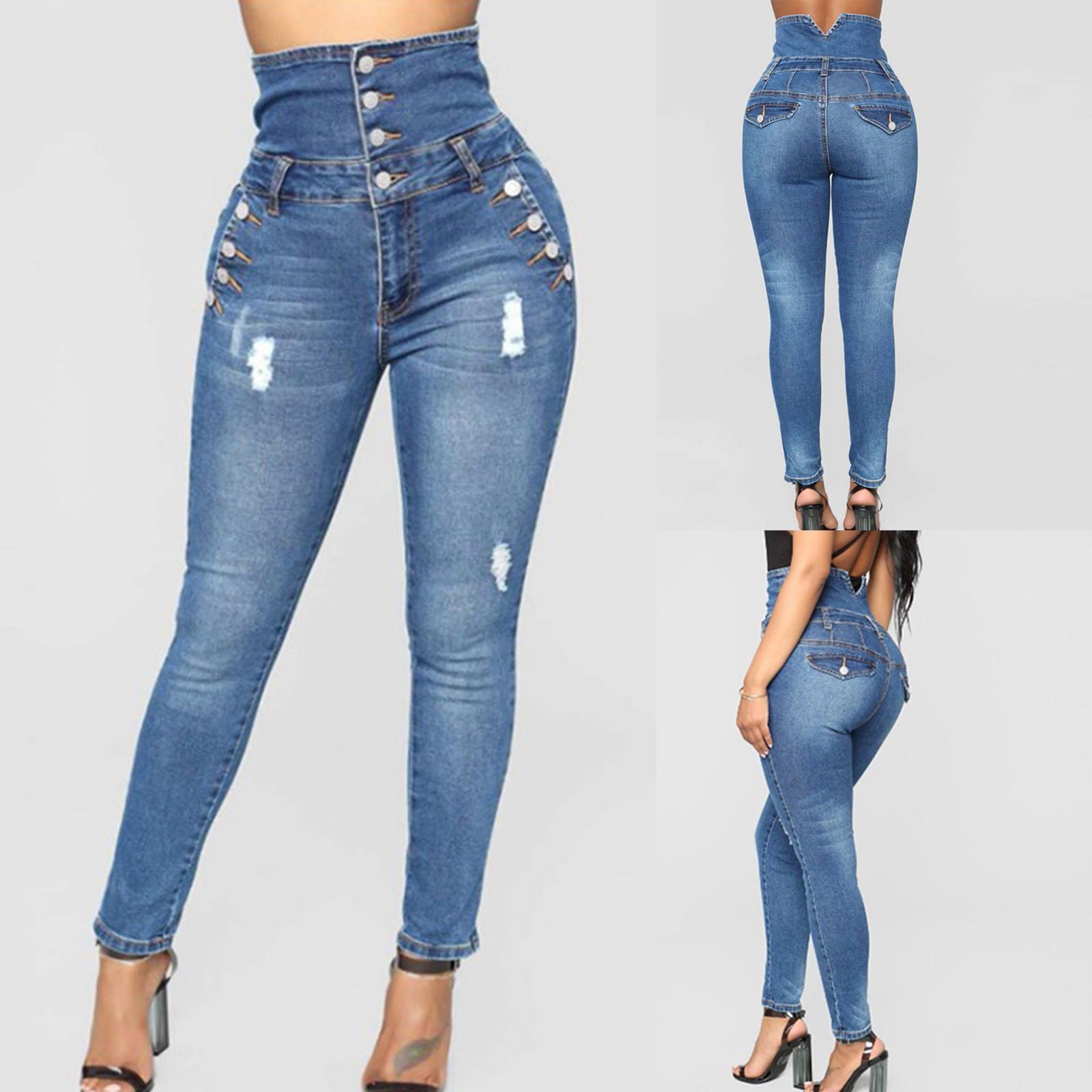M Queen Dames hoge taille elasticiteit skinny broek jeans all-match potlood lange broek