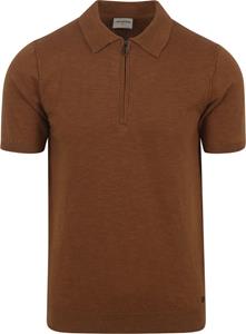 T-shirt No Excess Knitted Poloshirt Bruin