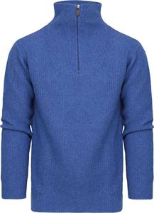 Suitable Half Zip Trui Wol Blend Blauw