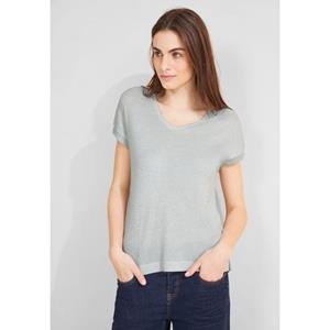 STREET ONE Kurzarmshirt LTD QR v-neck shiny shirt