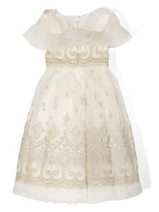 marchesakidscouture MARCHESA KIDS COUTURE Organza jurk met geborduurd logo - Beige
