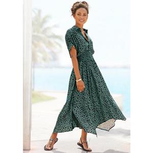 Lascana Gedessineerde jurk met stippenprint en asymmetrische zoom, overhemdjurk, midijurk