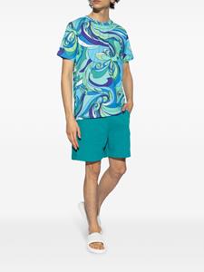 Moschino logo-embossed cotton beach shorts - Blauw