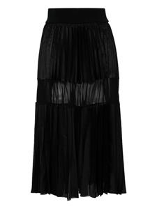 Sacai pleated panelled midi skirt - Zwart