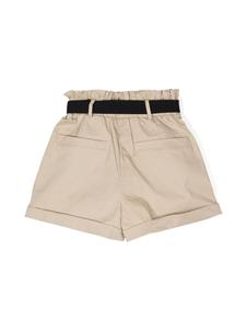 icebergkids Iceberg Kids Katoenen shorts met logoprint - Bruin