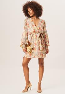 Gini London Multikleurige gestreept chiffon jacquard mini-wikkeljurk