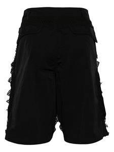 HELIOT EMIL Spherical netting-detail cargo shorts - Zwart